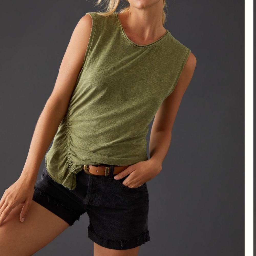 Pilcro smocked tank in green